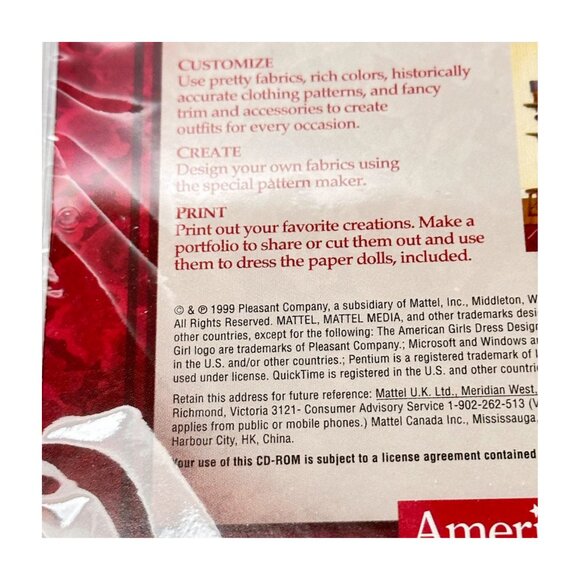 American Girls Software Paperdoll Dress Designer Sealed CD Vintage Pleas… - Picture 7 of 7